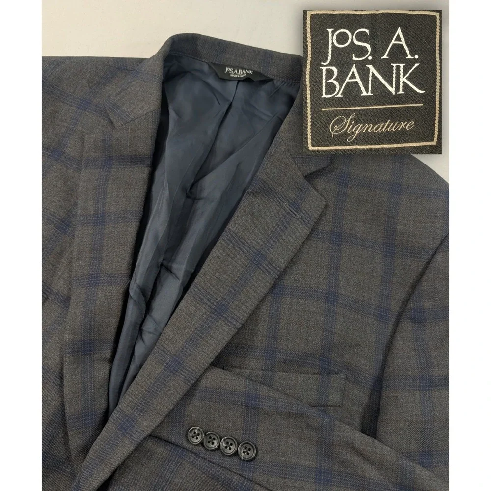 Jos. A. Bank Reserve Blazer Wool Glenn Check Plaid Sport Suit Jacket 48R 50